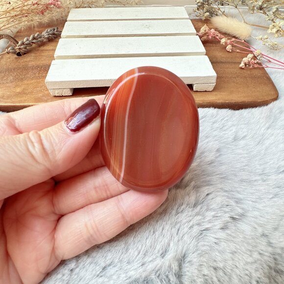 Beautiful Banded Carnelian Worry Stone - Picture 3 of 5
